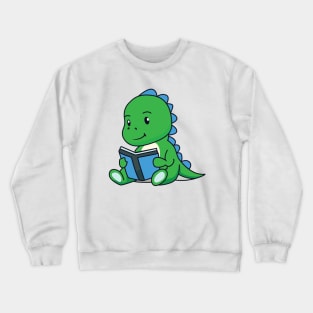 Cute Green Dinosaur Reading book - Dinosaur Lover Crewneck Sweatshirt